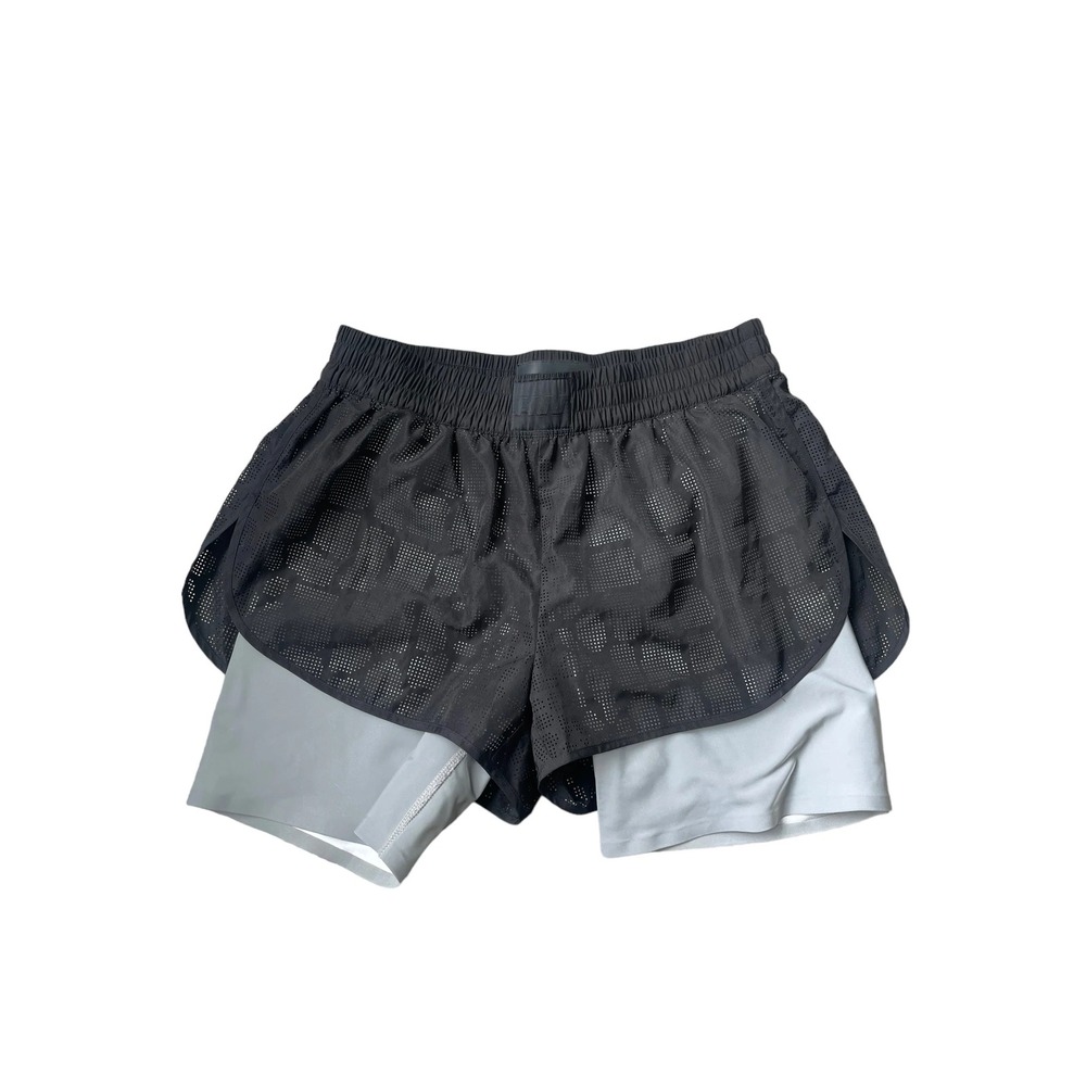 Alexander Wang X H&M Womens 2-in-1 Short Black Perforated Mesh Grey Liner Size 6
